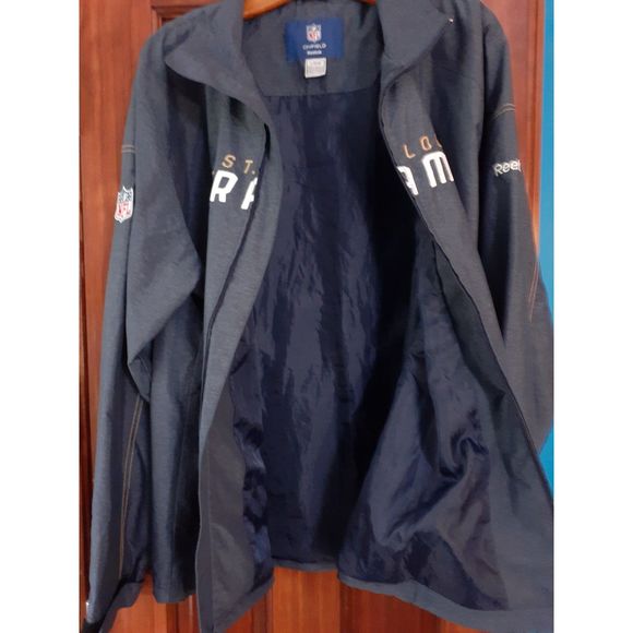 Reebok Men's Jacket Size L St Louis Rams Blue On Field NFL Logo - Picture 6 of 9